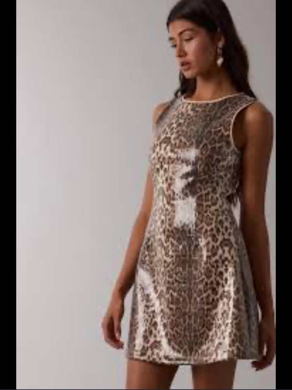 Sleeveless Leopard Print Mini Dress in Brown